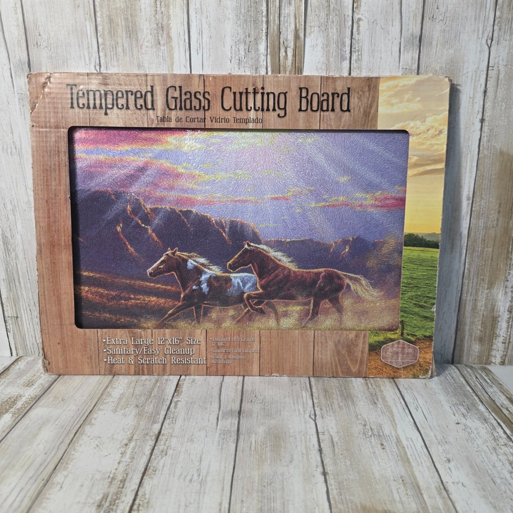 Country Side Products Horse Tempered Glass Cutting Board 12x16 Sunset 40131 NEW